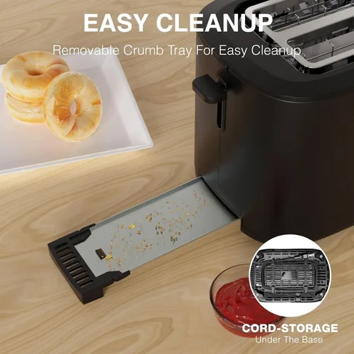 Vista 6 de Anfilank Tostadora de 4 Rebanadas de Ranura Extra Ancha Larga de 1.5 pulgadas con Temporizador de Cuenta Regresiva, 6 Ajustes de Tostado, Estante