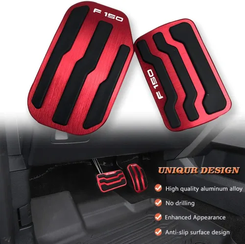 Vista 5 de BOYOUS 2 fundas antideslizantes de aluminio para pedal de freno y acelerador de gas para Ford F-150 2015 2016 2017 2018 2019 2020, no compatibles