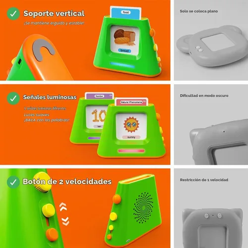 Vista 6 de Tarjetas didácticas parlantes para niños pequeños: juguetes de aprendizaje autónomos y de doble velocidad con 448 palabras visuales, juguetes