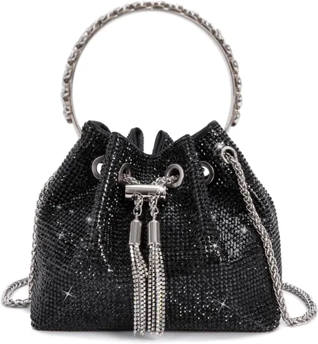Vista 11 de Bolso de mano con cristales brillantes y diamantes de imitación para mujer, bolso de noche con brillo, bandolera para fiesta de boda, graduación