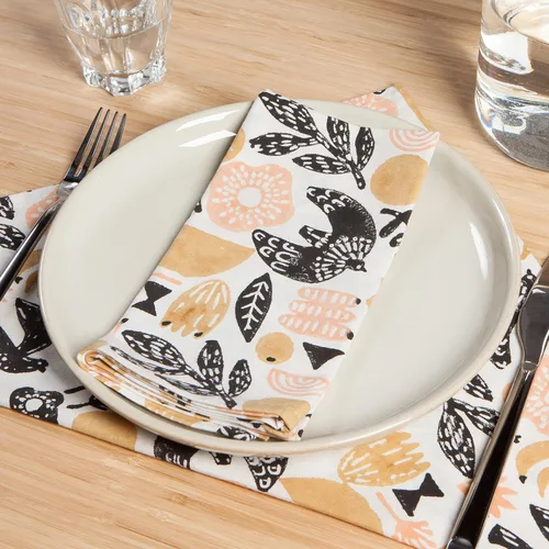 Vista 2 de Danica Studio Juego de 4 servilletas de cena con estampado de bloques de algodón de 18 x 18 pulgadas