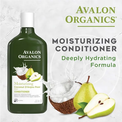 Vista 4 de Avalon Organics Acondicionador de pera de coco totalmente natural, 11 onzas líquidas