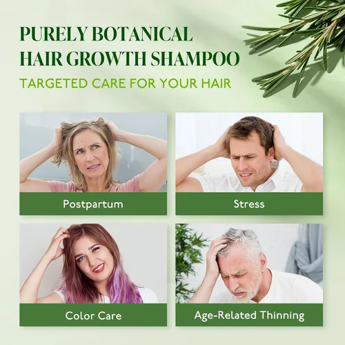 Vista 2 de Champú de biotina de romero para adelgazar el cabello, crecimiento