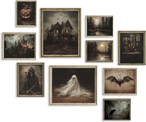 Vista 9 de TWNSLLA Juego de Arte de Pared Cristiano de 9 Piezas, Decoración de Pared con Versículos Clásicos de la Biblia, Cuadros Rústicos de Paisajes