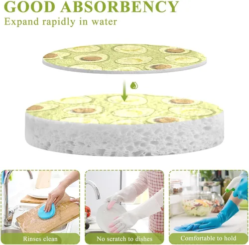 Vista 3 de Esponjas de cocina para lavar platos, esponjas de cocina para el hogar, esponja absorbente y reutilizable para lavar platos