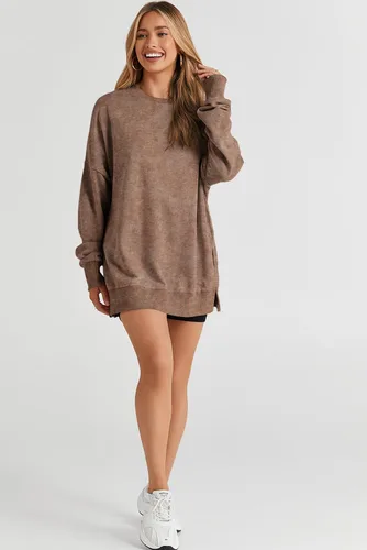 Vista 111 de SHEWIN Sudadera casual de manga larga con cuello redondo para mujer, ligera, holgada