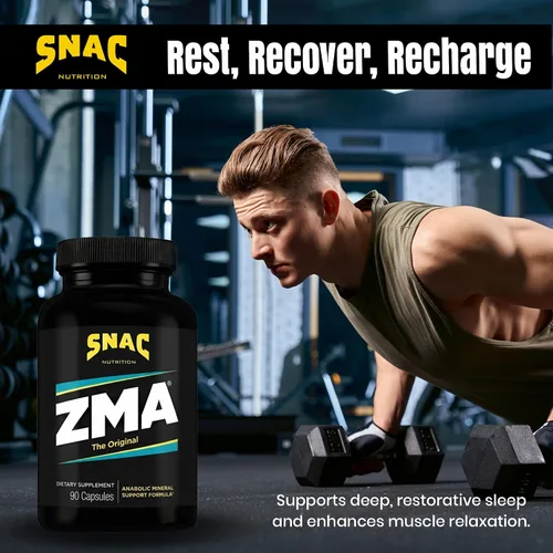Vista 7 de SNAC ZMA El suplemento original de recuperación y sueño, promueve la recuperación muscular, apoyo inmunológico y sueño reparador con zinc, magnesio