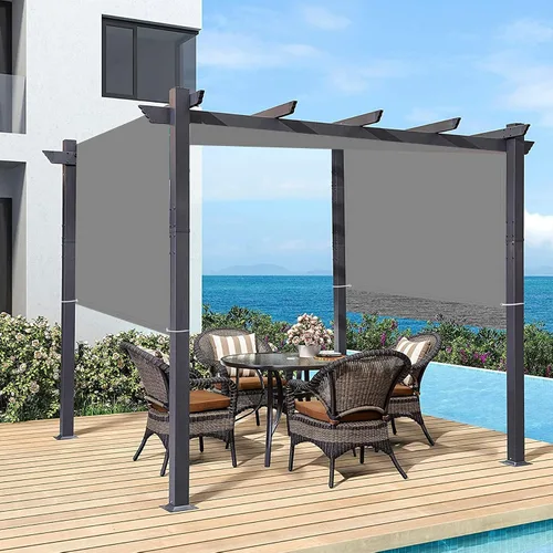 Vista 7 de Cubierta de sombra de pérgola Parasol Rectángulo Toldo Tela de bloqueo UV
