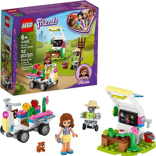 Vista 3 de LEGO Friends Olivia's Flower Garden 41425 Juguete de construcción para niños; este jardín de juegos viene con 2 figuras construibles, Friends Olivia