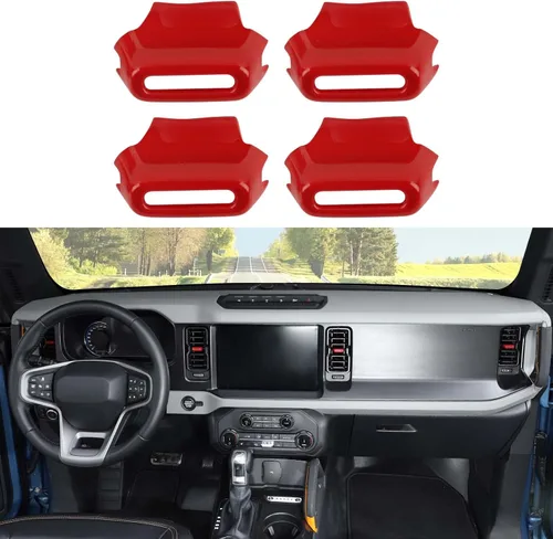 Vista 10 de Jimen Compatible con Ford Bronco 2021-2023, 4 piezas de cubierta de botón de ajuste de ventilación de aire de consola central (azul)