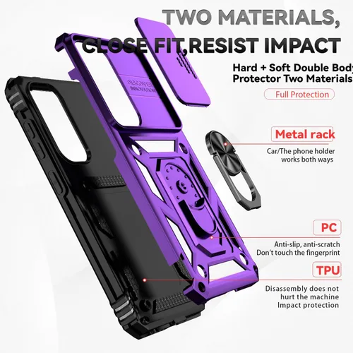 Vista 7 de Funda para Samsung Galaxy S25 Plus con cubierta deslizante para cámara, protector de pantalla HD [probado contra caídas de grado militar] soporte