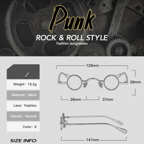 Vista 3 de Dollger Gafas de sol polarizadas punk de los años 70, diseño de círculo hippie