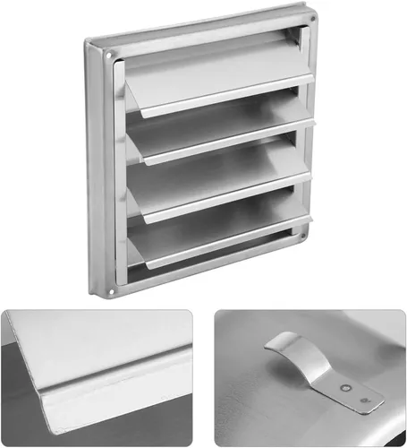 Vista 4 de Yosoo Rejilla de ventilación de aire de pared, acero inoxidable cuadrado secadora extractor extractor salida de ventilador plata para un máximo