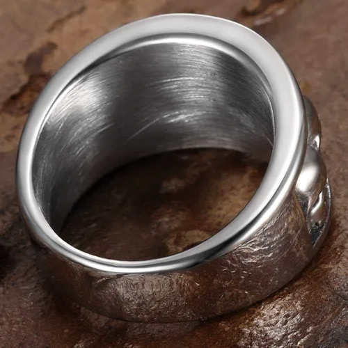 Vista 4 de Jude Jewelers Anillo retro vintage de acero inoxidable gótico con calavera de muerte, esqueleto de la muerte, cóctel, fiesta, motero, declaración