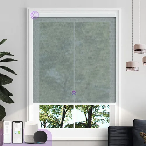 Vista 16 de Astomi - Persianas enrollables motorizadas para ventanas, persianas 100 % opacas para oscurecer la habitación, persianas inteligentes sin cordón