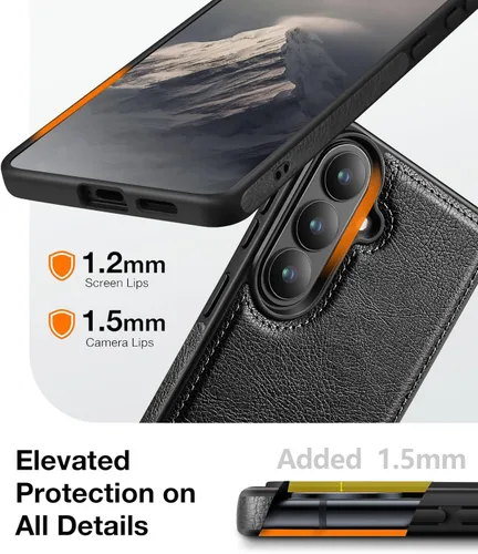 Vista 5 de WTCASE Funda de piel magnética fuerte para Samsung Galaxy S26 con soporte, [compatible con MagSafe], funda delgada y ajustable con función atril