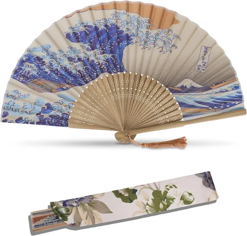 Vista 7 de Ventilador de mano plegable para mujer, ventilador de mano, marrón