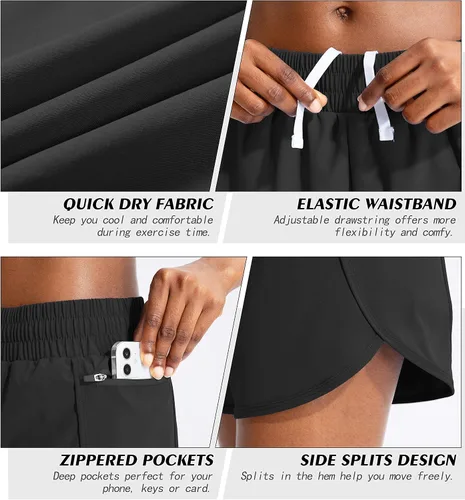 Vista 4 de Soothfeel Pantalones cortos deportivos para mujer de 3"/5" para Negro
