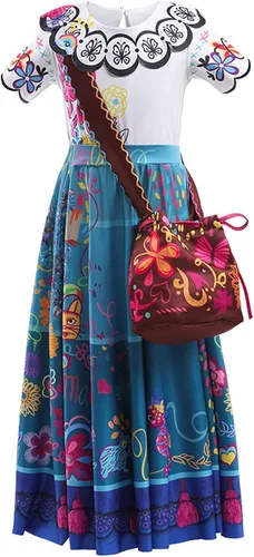 Vista 3 de KCLOTH Kids Mirabel Costume Isabela Madrigal Dress Princess Dress Up Clothes Halloween Cosplay Outfits