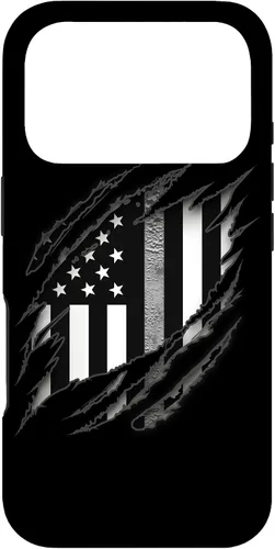 Vista 30 de Correctional Correctional Officers Silver Line - Carcasa para iPhone 16 con la bandera estadounidense