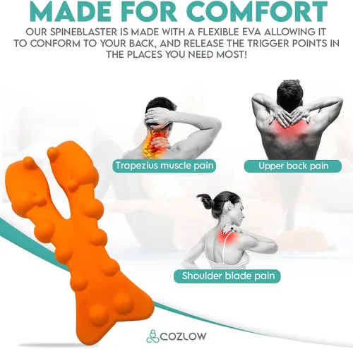 Vista 4 de COZLOW - Masajeador de punto de activación trapecio - Herramienta de liberación occipital con 14 protuberancias de masaje - Removedor de nudos
