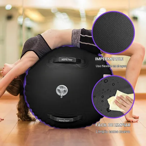 Vista 6 de VOFiTNY Entrenador de resorte de mano de espalda de equipo de gimnasia Air Negro/Púrpura Sin Bomba