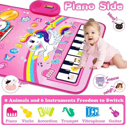 Vista 2 de Juguetes para Niñas de 1 Año Regalos: Alfombra Musical para Bebés Juguetes para Niños de 1-2 Años - Piano, Tambor y Animales de 3 en 1 Toca