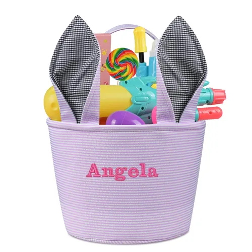 Vista 8 de Jocidea - Cesta de Pascua personalizada, cestas de conejo de Pascua para niños, color azul