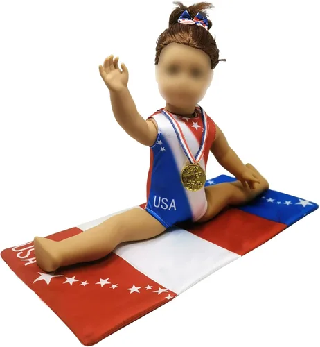 Vista 4 de Ropa y accesorios para muñecas de 18 pulgadas, leotardo de gimnasia de muñecas de 18 pulgadas, ropa patriótica a juego del 4 de julio, bandera