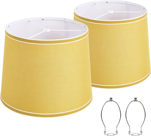Vista 9 de Juego de 2 pantallas medianas para lámparas de mesa/de pie, pantallas de tambor de tela altas y medianas, 13" superior x 11" inferior x 10