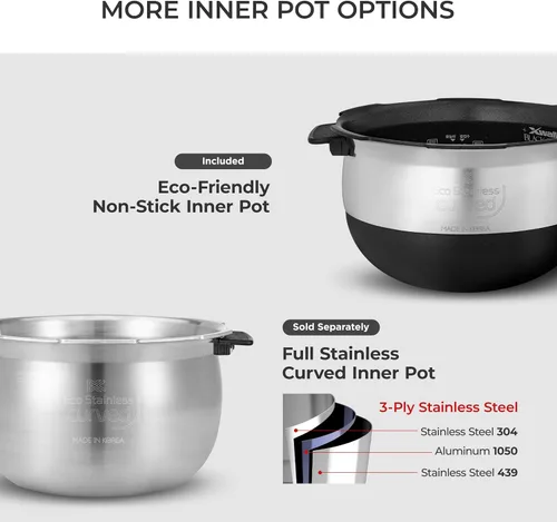 Vista 10 de CUCKOO Olla arrocera de doble presión de 6 tazas sin cocer / 12 tazas cocidas con tecnología de calentamiento por inducción, sistema de presión