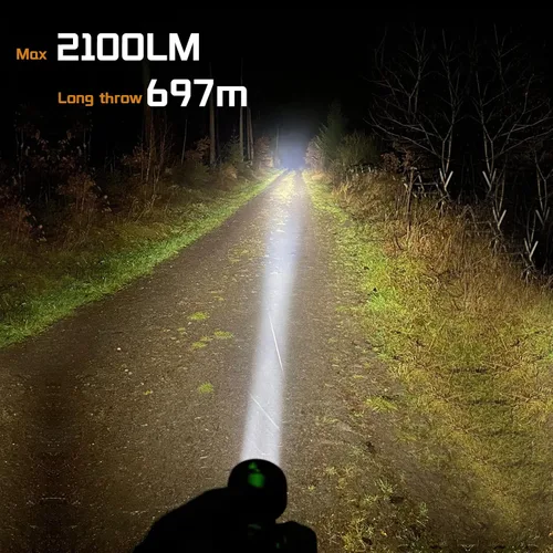 Vista 3 de Linterna recargable, Sofirn IF22A de 2100 lúmenes, potente linterna de largo alcance con 690 m de alcance máximo, un LED, lente TIR, salida