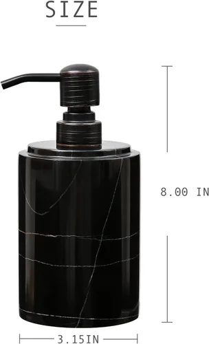 Vista 2 de JIMEI Dispensador de jabón de mármol negro para baño y cocina - Dispensador decorativo de jabón líquido de piedra de mármol natural - Dispensador
