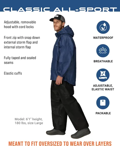 Vista 2 de FROGG TOGGS Traje de lluvia impermeable transpirable clásico de 3 capas para hombre, para todos los deportes Azul real/Negro