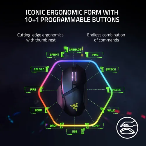 Vista 4 de Razer Basilisk V3 Pro - Mouse inalámbrico para juegos personalizable interruptores ópticos rápidos Gen-3 - Rueda de inclinación HyperScroll - Chroma