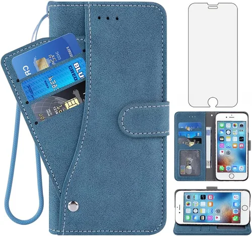 Vista 9 de Funda compatible con iPhone 6plus 6splus 6/6s Plus y protector de pantalla de vidrio templado, funda para tarjetero/tarjetero, fundas para teléfono