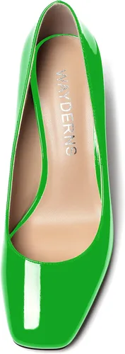 Vista 3 de WAYDERNS Zapatos de tacón alto con puntera cuadrada sólida para mujer, de 3 pulgadas