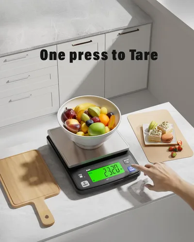 Vista 5 de Báscula de gramo digital Polit de 13 lb/6 kg, 0.02 oz para piezas pequeñas Bandeja de acero inoxidable, función de recuento de piezas, pies