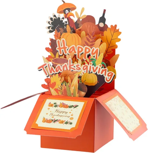Vista 10 de D4DREAM Tarjeta musical de Acción de Gracias con luz, tarjetas y sobres de Acción de Gracias 3D para adultos, niños, novio, novia, decoración