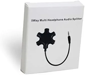 Vista 3 de Conector divisor de audio multiauricular de 5 vías, cable divisor estéreo de audio de 0.138 in, 1 macho a 5 puertos hembra adaptador de auriculares