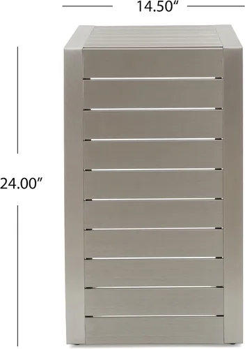 Vista 4 de Christopher Knight Home Cape Coral - Sillas de aluminio para exteriores con mesa auxiliar, color caqui y plateado