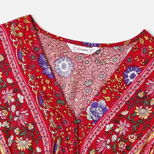 Vista 4 de PATPAT Vestidos de mamá y yo a juego para la familia, vestido de lunares con mangas voladas para madre e hija