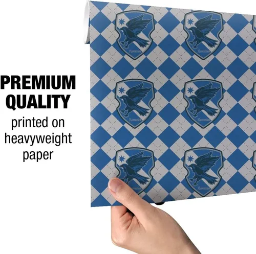 Vista 5 de GRAPHICS & MORE Harry Potter Ravenclaw Plaid Sigil - Rollos de papel de regalo