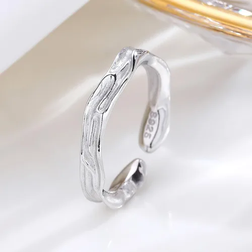 Vista 23 de Anillo de plata de ley 925, minimalista, ajustable, hecho a mano, para mujeres y niñas