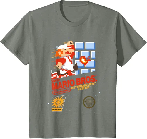 Vista 35 de Super Mario Dashin - Camiseta gráfica de acción, ajuste clásico, cuello redondo, color negro