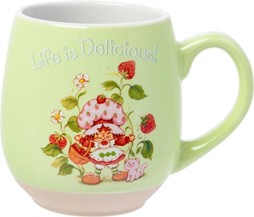 Vista 40 de Silver Buffalo Strawberry Shortcake Bake the World a Better Place - Taza ancha de cerámica con leche, 17 onzas