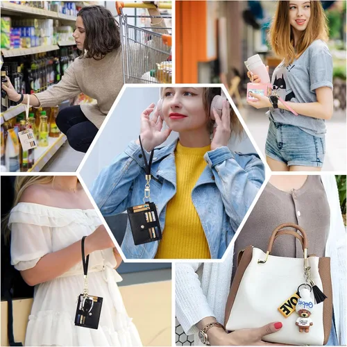 Vista 5 de Cartera con llavero de pulsera para mujer, delgada, con bloqueo Rfid, tarjetero para tarjetas de crédito, cartera de identificación con cremallera
