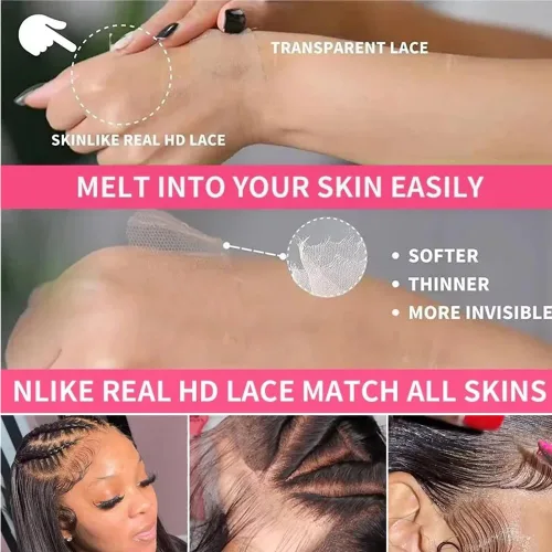 Vista 3 de Ablyea 76 cm 13x6 Pelucas de cabello humano con onda corporal y encaje frontal prearrancadas HD, pelucas de encaje frontal transparentes y frontales