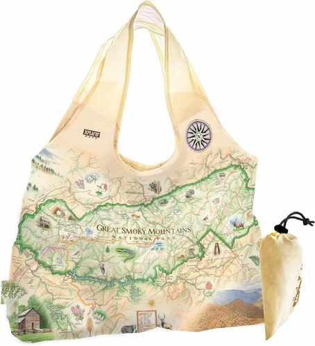Vista 5 de Xplorer Maps Bolsa con asas – Bolsa de compras reutilizable para comestibles, plegable y lavable de nailon, resistente y compacta