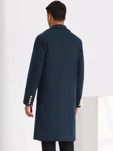 Vista 3 de Lars Amadeus Gabardina para hombre con solapa de muesca y doble botonadura ajustada para invierno